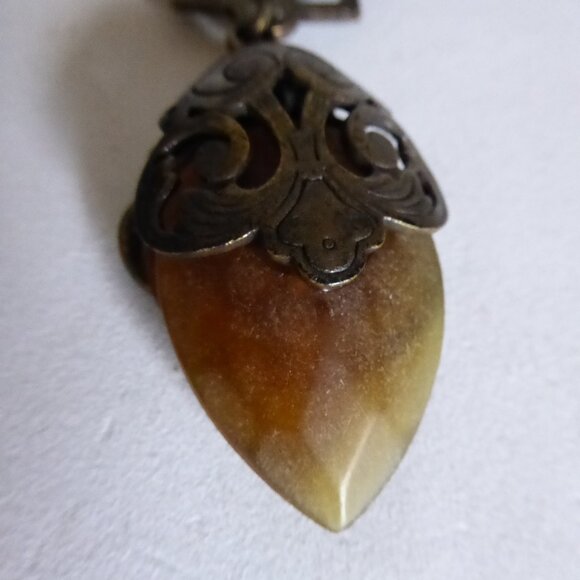 VINTAGE NEW NATURE COMPANY CORDED AMBER STONE STEAMPUNK TYPE NECKLACE - Picture 13 of 16